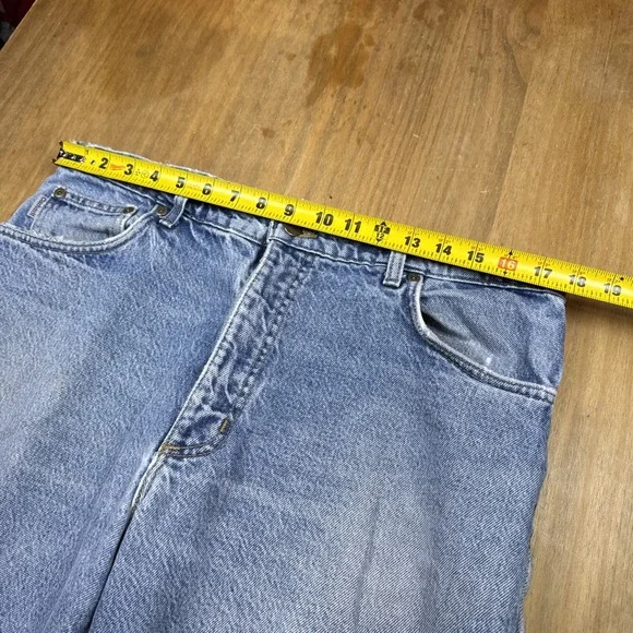 Vtg Carhartt Flannel Lined Jeans Mens 36x30 Light Blue Dungaree Work Distressed‎ - Picture 14 of 16